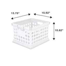 White Plastic Storage Crate 1ct , Stackable Storage Bin Organizer for Home, Bedroom, Office, Kitchen and Closet Organization