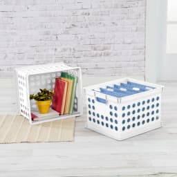 White Plastic Storage Crate 1ct , Stackable Storage Bin Organizer for Home, Bedroom, Office, Kitchen and Closet Organization