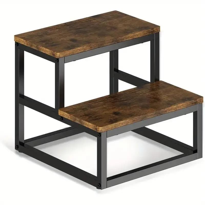 Heavy Duty Wooden 2 Step Stool for Adults Portable Multifunctional Small Footstool Easy to Carry Two-Step Ladder for Home Bedroom Bathroom Kitchen Bedside Durable Wood Step Stool