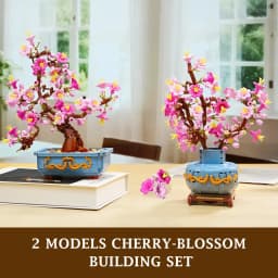 HOGOKIDS Flower Cherry Blossom Building Set 2 in 1 Bonsai Tree for Kids 8+ Artificial Botanicals Building Blocks Home Office Decor 775PCS Flowers Plants Birthday Christmas Gift for Adults Teens Girls