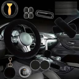 37 Piece Luxury Car Parts Set - Premium Polyester Interior Kit With Goddess Plush Pendant, Universal Steering Wheel Cover, Handbrake Gear Cover, Coasters, Decorative Lines, Etc. - Enhancing Your Vehicle Style And Comforthicles Style And Comfort