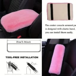 37 Piece Luxury Car Parts Set - Premium Polyester Interior Kit With Goddess Plush Pendant, Universal Steering Wheel Cover, Handbrake Gear Cover, Coasters, Decorative Lines, Etc. - Enhancing Your Vehicle Style And Comforthicles Style And Comfort