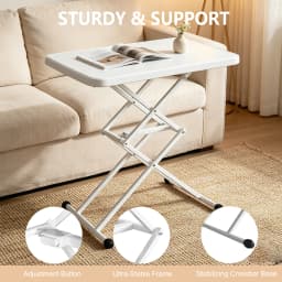 Portable Folding Computer Desk 4-Level Height Adjustable Compact Table with Plastic Steel Frame for Office Bedside Home