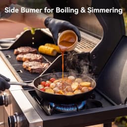 4-Burner 49000 BTU Propane Grill with Side Burner, Black Stainless Steel Gas Grill, Heavy-Duty Cooking Grates & Side Tables for Backyard Patio Camping