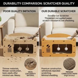 3-In-1 Cat Sofa Bed With Scratching Board, Multifunctional Cat House With Hanging Plush Ball Toy, Corrugated Cardboard Cat Scratcher Hideout For Indoor Kitten Rest & Play