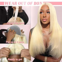 40 42 Inches 5x5 Glueless Wig Bone Straight Pull and Go Human Hair Wigs For Women 613 Blonde Color 5x5 Lace Closure Wig Ready to Wear Wig Pre Cut Lace Daily Wear