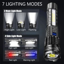 Rechargeable High Power Tactical LED Flashlight, Zoomable Adjustable Focus Long‑Range Strong Light Torch, IPX Waterproof Handheld Flash Lamp for Outdoor Camping Hiking Hunting Emergency Survival Use