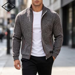 Men Running Track Jacket Contrast Trim Zip‑up Sports Coat Casual Windproof Athletic Jacket Full Zip Stand Collar Workout Outerwear