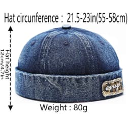 Denim Docker Hat Fashion Brimless Beanie Hat Retro Worker Skull Cap Rolled Cuff Sailor Cap Hip Hop Dancing Watch Cap Baseball Cap Adjustable Fitted Snapback Hats