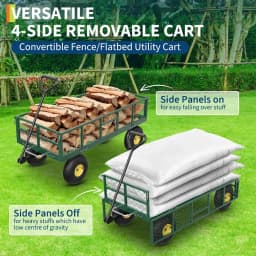 Garvee 900 lb Heavy Duty Steel Garden Dump Cart Utility Yard Wago Removable Mesh Sides 10" Pneumatic Tires 180° Swivel Handle Outdoor Lawn & Farm Haulin