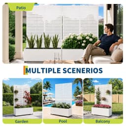 71in Metal Planter Box Trellis With Wheels Raised Garden Bed Privacy Screen For Climbing Plants Vegetables Vines Patio Balcony