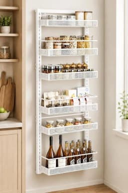 6PCS/set Over The Door Storage Organizer Space Saving Metal Seasoning Racks Kitchen Cabinet Door Spice Jar Organizer Removable for Kitchen, Bathroom, and Bedroom.