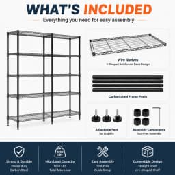 Heavy Duty Metal Storage Shelving Rack 4/5 Tier Adjustable Wire Shelf Garage Organizer 1060LBS Capacity Steel Storage Rack L Shape Corner Shelf Boltless Assembly for Pantry Basement Workshop