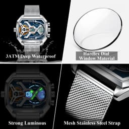 POEDAGAR Top Luxury Digital Men's Watches Stainless Steel Mesh Waterproof Date Week Quartz Man Wristwatch LED Electronic Fashion Sports Men Clock Reloj