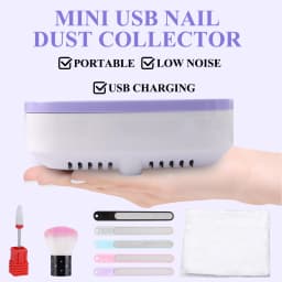 Mini Nail Dust Collector, Low‑Noise Nail Vacuum Fan, USB‑C Powered Nail Dust Suction Machine (No Built‑in Battery) with Filter Papers, Nail Files, Cleaning Brush & Drill Bit, Professional Nail Art Salon Supplies