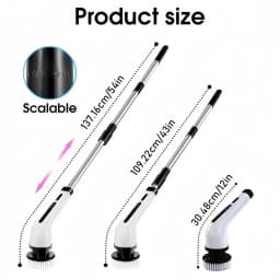 Electric Spin Scrubber Rechargeable Cordless with 3/9 Brush Heads Powerful Motor Metal Gears Extendable Rod for Bathroom Kitchen Car Tile Floor Multi-Purpose Cleaning Brush Bathtub Shower Grout Home Use Tool Set