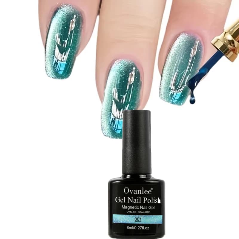 Ovanlee 12-Color Double Light Cat Eye Nail Gel Kit – 8ml High-Pigment Magnetic UV Polish, Requires Black Base for 3D Galaxy, Crystal Ball & Holographic Nail Effects