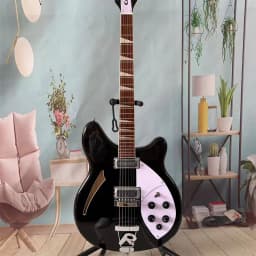 Local Warehouse, Black Semi‑Hollow Electric Guitar, 6‑String, 24‑Fret, Dual‑Humbucker Pickups, With Tremolo System, for Rock, Band Performances, Holiday Gifts