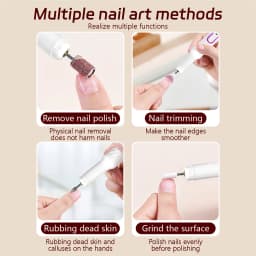 Electric Nail Polish Grinder Portable Nail Drill Remover Manicure Pedicure Tool with Sanding Bands Removal Armor Polishing for Home Salon