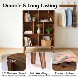MCQ 3 Tier Wooden Bookcase with Legs Storage Organizer Display Shelves Classic Bookshelf Storage Shelves Bookshelf Sturdy Structure Graduated Shelves for Home