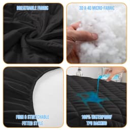 Premium Quilted Waterproof Mattress Protector Pad Soft Breathable Noiseless Bed Cover Elastic Fitted Sheet 16 Inch Deep Pocket Washable Mattress Topper for King Queen Size