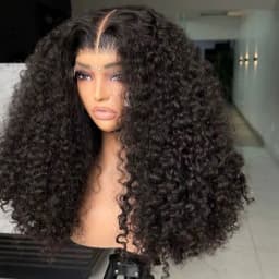 16-42Inches Deep Curly Wig 13x4 13x6 Transparent Lace Frontal Wigs Human Hair 200% Density Curl Lace Front Wig Brazilian Pre Plucked With Baby Hair Human Hair Wigs For Women Natural Black Color