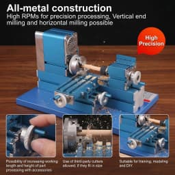 Metal Mini Lathe Machine, 36W 20,000RPM Precision Lathe for Wood & Soft Metals (Copper, Aluminum) in DIY, Model Making, Crafts & Education