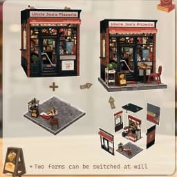 Original CUTEBEE Uncle Joe's Pizzeria Book Nook Kit DIY Miniature House Dollhouse Booknook Pizza Shop Tiny House Bookshelf Decor 3D Wooden Puzzle for Adults and Teens, DIY Craft Gifts