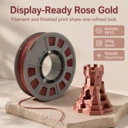 300g PETG Filament 1.75mm 3D Printer Filament Metallic Rose Gold Shiny Glossy Finish Mini Spool Heat Resistant Easy Printing