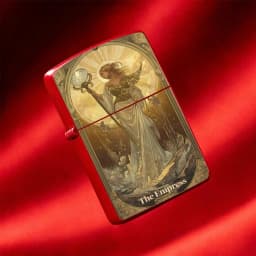 Retro Tarot The Empress Themed Flip-top Metal Windproof Kerosene Lighter Reusable Portable Pocket Lighter Exquisite Art Embossed Design CreativeGift Personalized Trendy Portable Ignition Device Humorous and Fun Lighter