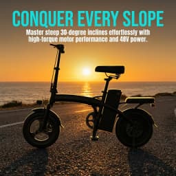 Portable Foldable Adult Electric Bicycle 400W Motor 48V10Ah Battery 3‑Step Quick Fold Dual Disc Brake Anti‑Puncture Vacuum Tire Urban Commuter E‑Bike