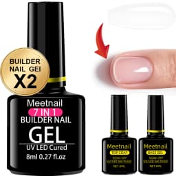 4Pcs No Wipe Gel Top Coat Builder Gel Base Coat Set, 8ml Clear Glossy UV Light Cured Nail Gel for Salon Home DIY