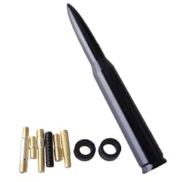 Universal Bullet Style Car Antenna Gloss Black Aluminum Alloy AM FM Radio Roof Aerial Replacement Kit With Multi Size Adapter Screws For Toyota Dodge Infiniti BMW Porsche Nissan Chevrolet Honda Mercedes Hyundai Kia Accessories