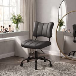 Ergonomic Butterfly Stitched Backrest Office Chair PU Leather Comfortable 360° Swivel Height Adjustable Task Chair with Silent Casters for Home Workspace