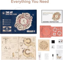Robotime Wall Clock 3D Wooden Puzzle Wooden Set Mechanical Building Kits Wooden Puzzle Game Children Gift Best Christmas Gift
