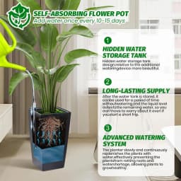 2 Pack 16in Tall Planters with Water Level Monitor & Drainage Holes, 16 Inch Tall Flower Pots for Indoor Outdoor, Modern Large Garden Plant Pots for Patio