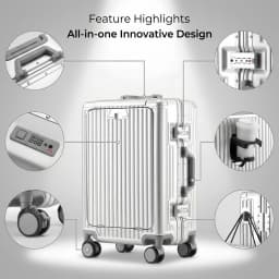 BunyFly Aluminum Frame Boarding Laptop Trolley Case 20 Inch Front Opening Suitcase Cabin Luggage Bag