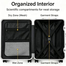 BunyFly Aluminum Frame Boarding Laptop Trolley Case 20 Inch Front Opening Suitcase Cabin Luggage Bag
