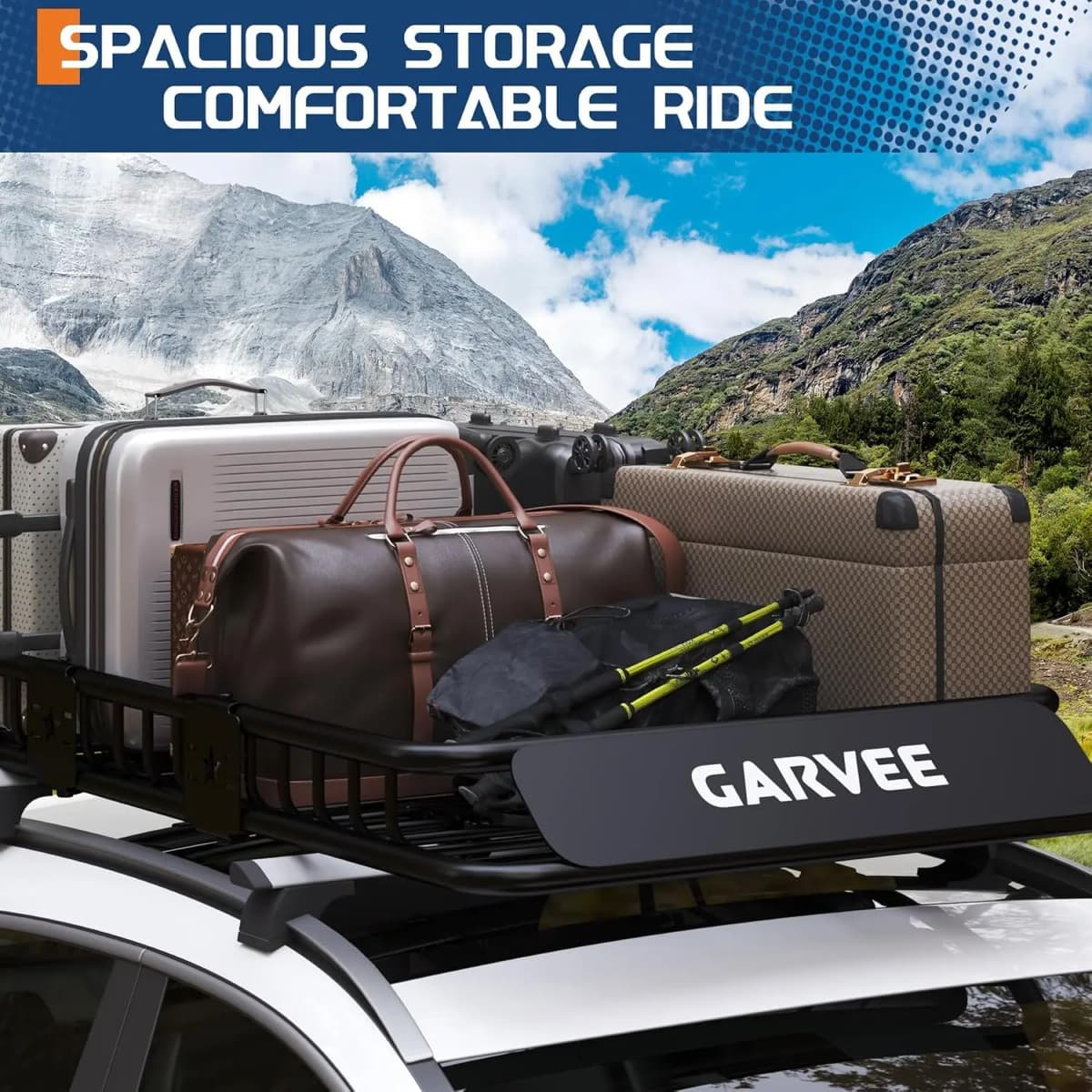 46"x36"x4.5" Roof Rack Basket 200 LBS Capacity Rooftop Cargo Rack Heavy Duty Steel Top Luggage Holder for SUVs, Trucks, Vehicles