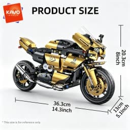 KAVOWORLD 703pcs STEM DIY Motorcycle Building Blocks Set 1:10 Scale Black Gold Racing Superbike Model Kit with Steering & Suspension MOC Mechanical Collectible Display Toy for Adults Teens Men Motorcycle Enthusiasts, Halloween Christmas Birthday Gift Idea