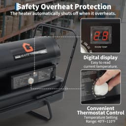 175000 BTU Diesel Forced Air Heater With Thermostat, 13.5 Gal Portable Fan Heater For Warehouse Garage Barn Construction