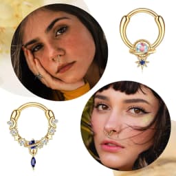 11PCS 16G Septum Rings Hypoallergenic Black /Silver/Gold Plated Clicker Septum Jewelry Cute Moon Snake Butterfly Bat Septum Rings Nose Daith Piercing Jewelry for Women Men