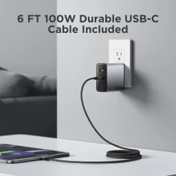 PISEN 100W GaN Charger 3-Port With 1.8m USB C to C Cable PD3.0 Quick Charger For Notebook Laptops MacBook IPhone Samsung Xiaomi
