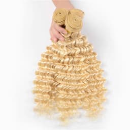 613 Deep Wave Human Hair Bundles Brazilian Raw Hair Bundles 1/3/4 PCS Soft Weave Hair Blonde Bundles 100% Human Hair Extensions For Black Women