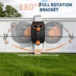 50-130 ft Retractable Garden Hose Reel, Wall Mounted, 9-Function Nozzle, Any Length Lock, 180° Swivel, Auto Slow Rewind for Watering Lawn, Washing Car, Cleaning Patio