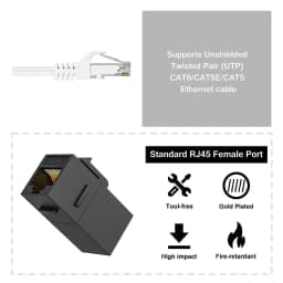 ZoeRax 24PCS Keystone Jack Rj45 Coupler Inline Coupler for Cat7/CAT6A/CAT6/CAT5E Female to Female Insert Coupler