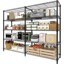 59" W Wire Shelving Unit, 1060LBS 5-Tier Metal Storage Shelves with 4 Locking Casters, Adjustable Heavy Duty Carbon Steel Rack for Garage Pantry, 70.5"H x 13.8"D