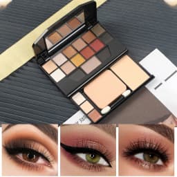19 Shades All-in-One Makeup Palette, 12 Eyeshadow Shades Multi-Functional Makeup Case, Classic Smoky Tone 9918, High Pigment & Blendable, One Palette for Full Face Makeup