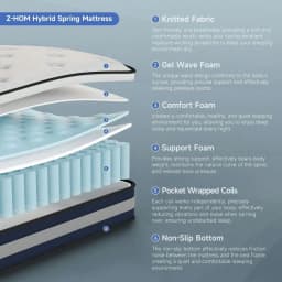 10 12 Inch Hybrid Mattress, Durable Pocket Spring Gel Foam Bed In A Box, Easy Setup Pressure Relief Mattress, Twin Full Size Su