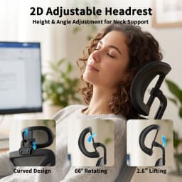 Ergonomic Office Chair High Back Mesh with 2D Adjustable Headrest Retractable Footrest 66° Rotating 2.6' Lifting Thick Sponge Seat Lumbar Support Quiet Swivel Casters for Home Office